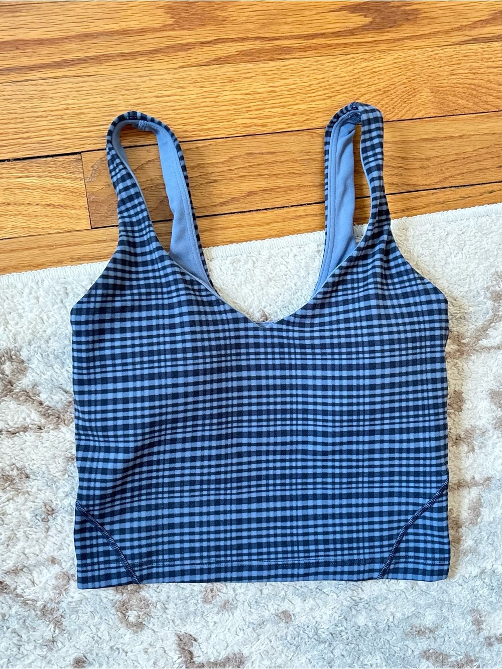 Lululemon Set Two Piece Align Tank Top Leggings 17” Glow Grid Washed Denim Multi - Picture 3 of 7